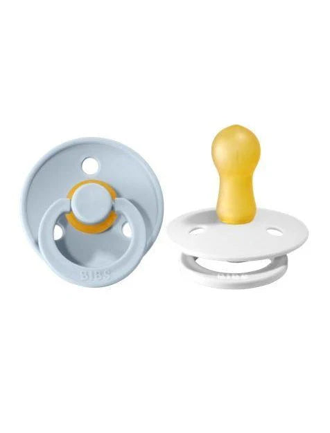 Colour Round Pacifier 2pk.- Baby Blue/White
