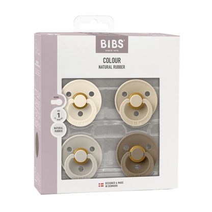 Colour Round Pacifier 4pk.- Ivory/Sand/Vanilla/Dark Oak