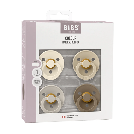 Colour Round Pacifier 4pk.- Ivory/Sand/Vanilla/Dark Oak