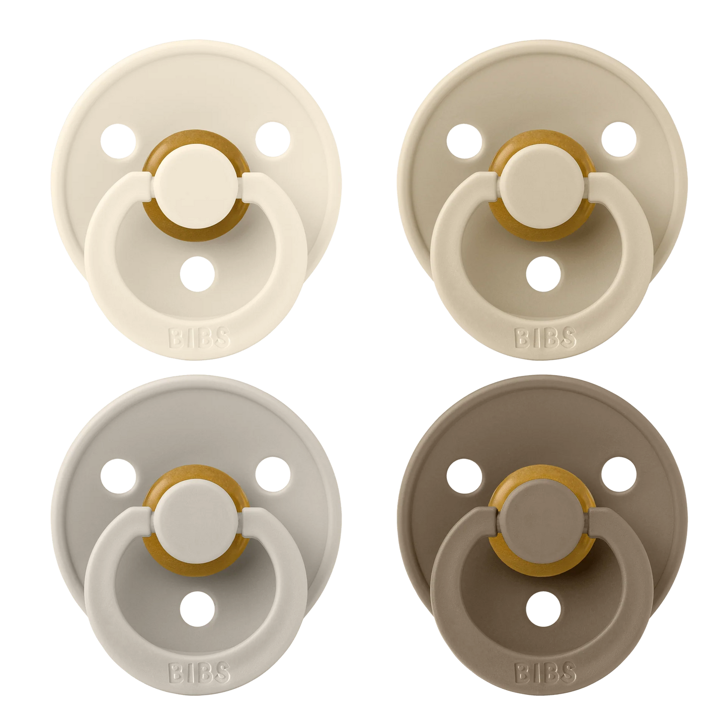 Colour Round Pacifier 4pk.- Ivory/Sand/Vanilla/Dark Oak