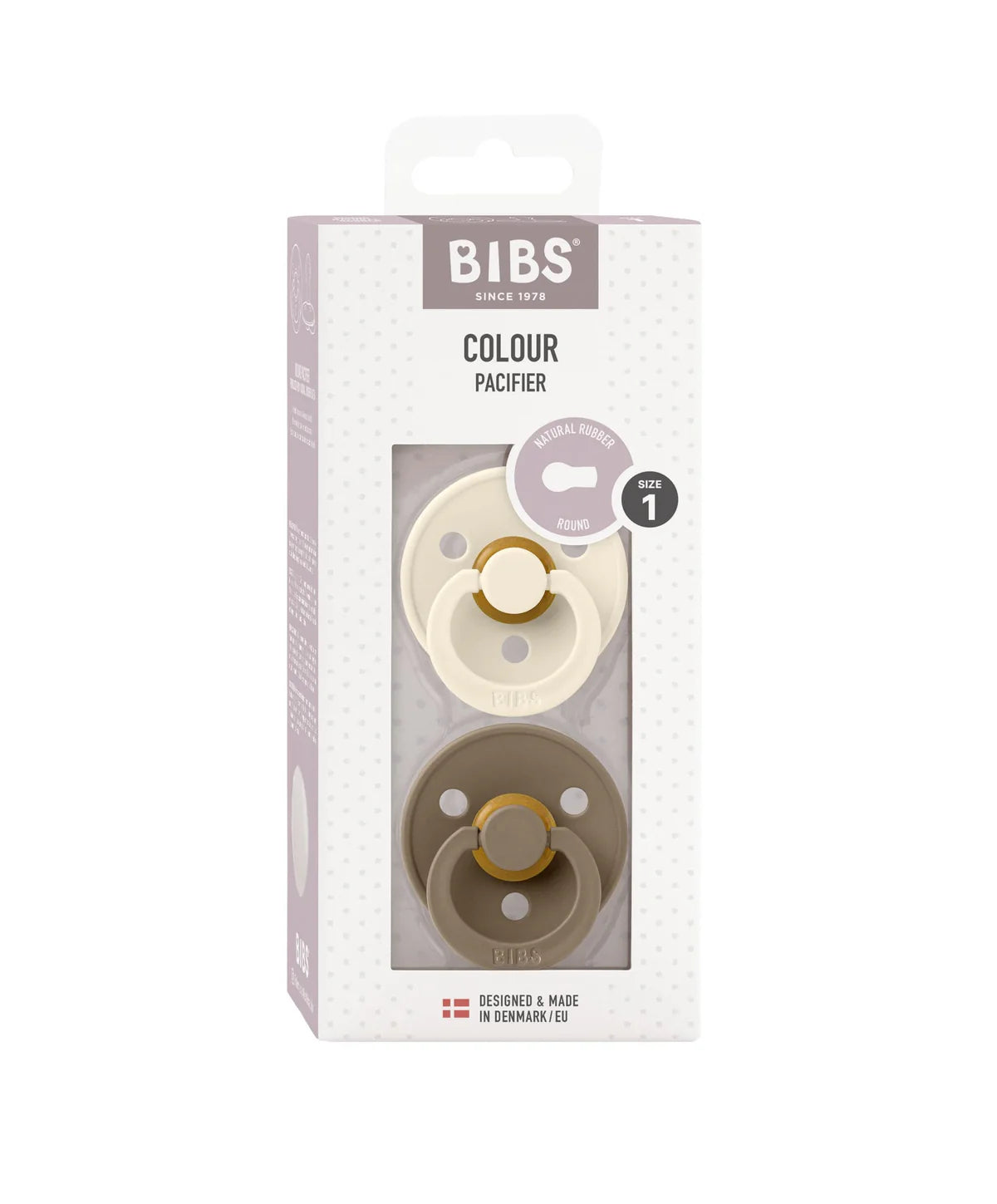 Colour Round Pacifier 2pk.- Dark Oak/Ivory