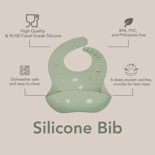 Silicone Bib- Sloth Jungle