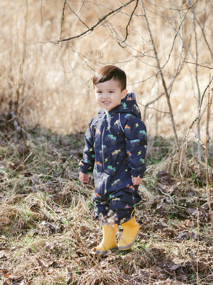 Fleece-Lined Rain Suit- Big Trucks