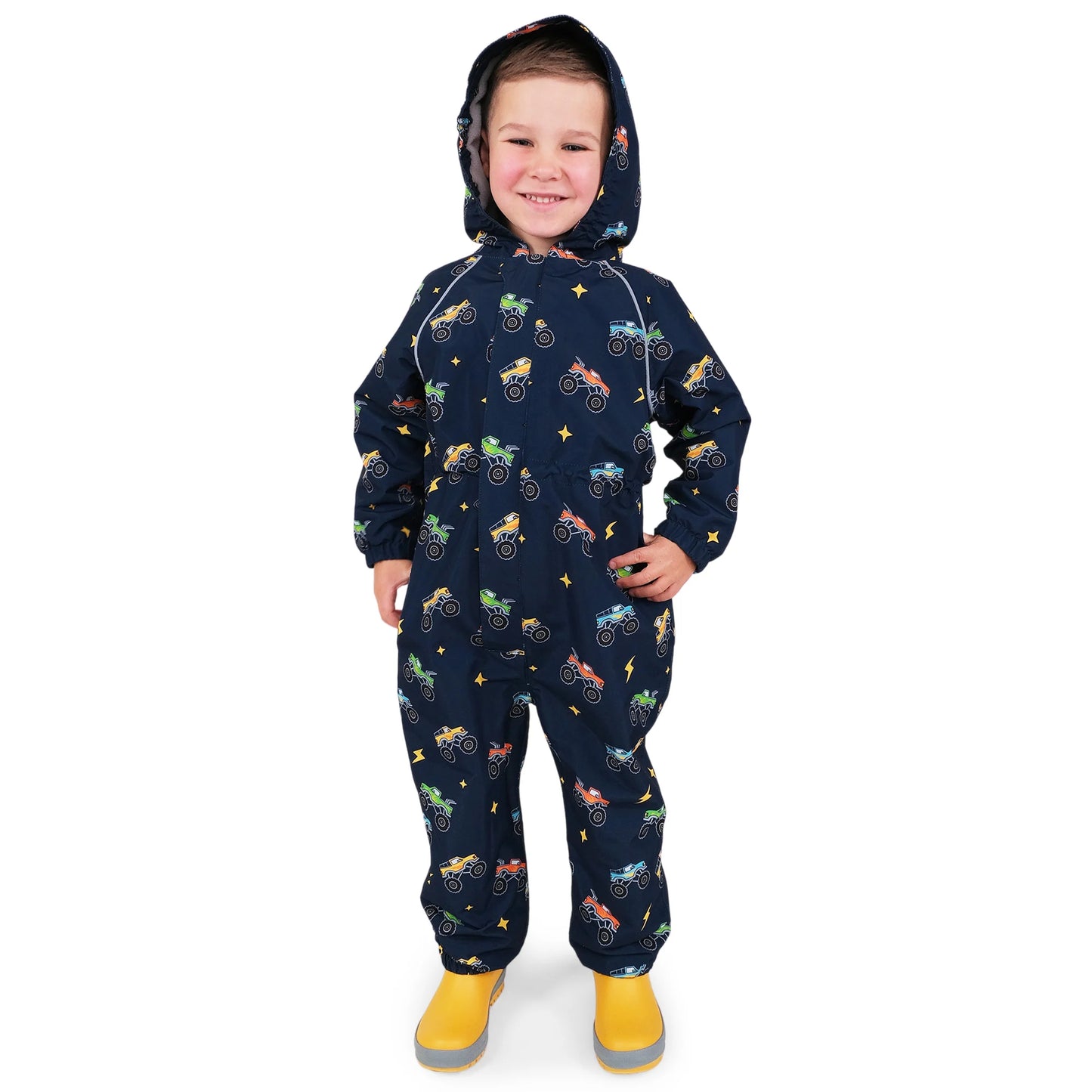 Fleece-Lined Rain Suit- Big Trucks