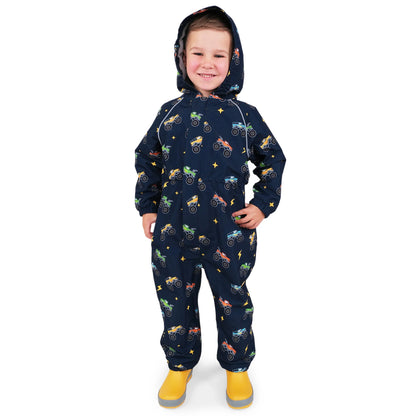 Fleece-Lined Rain Suit- Big Trucks