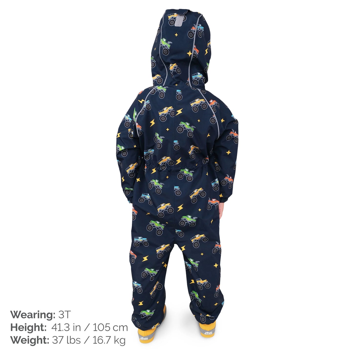 Fleece-Lined Rain Suit- Big Trucks