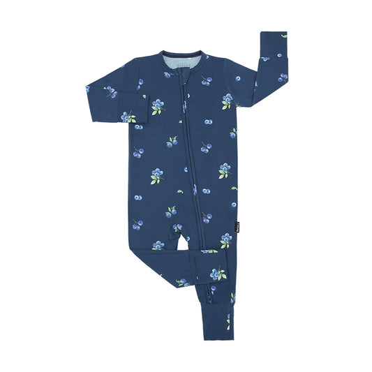 Bamboo Footless Zipper Sleeper- Blueberries