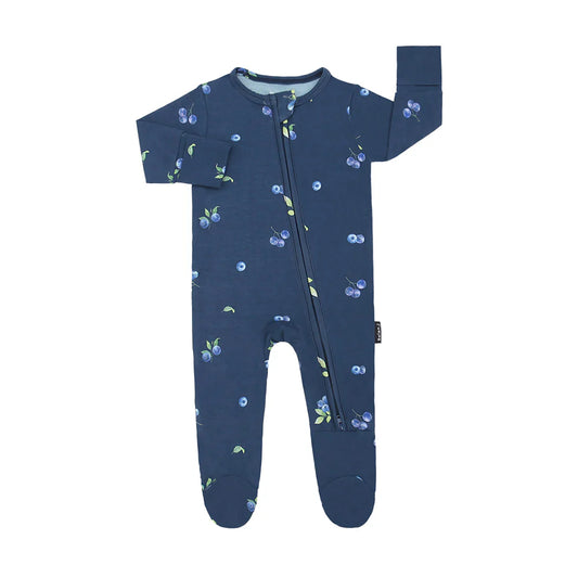 Bamboo Footed Zipper Sleeper- Blueberries