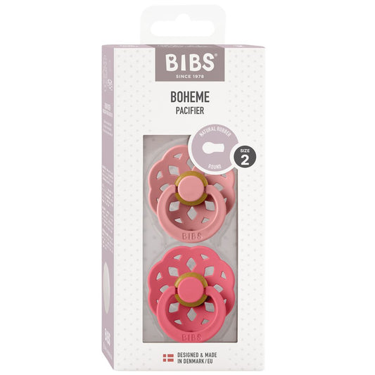 Boheme Round Pacifier 2pk.- Dusty Pink/Coral