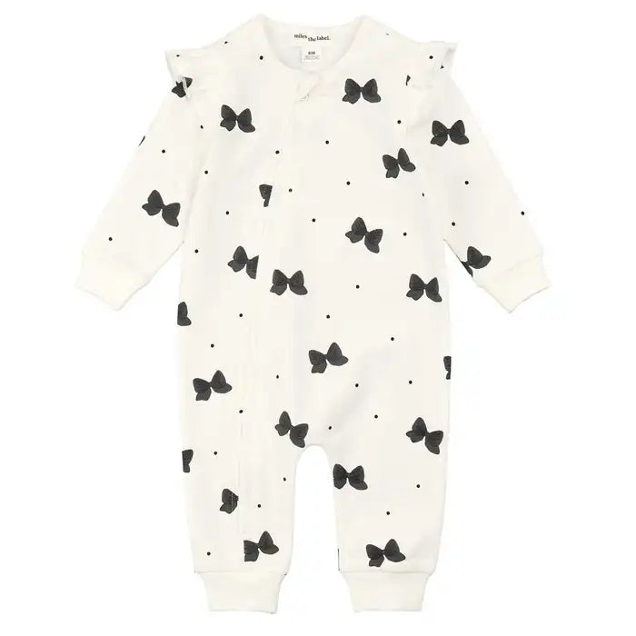 Black Bow Ruffle Fleece Playsuit