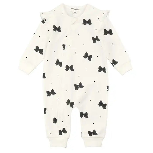 Black Bow Ruffle Fleece Playsuit