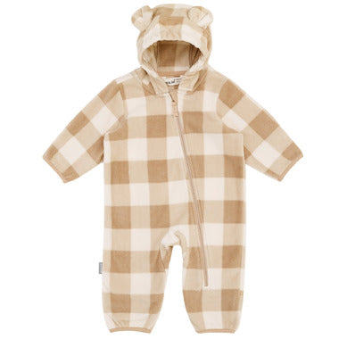 Brown Plaid Baby Fleece Bunting Suit