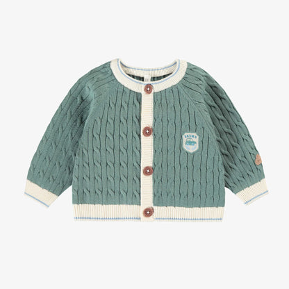 Misty Green Cable Knit Baby Cardigan