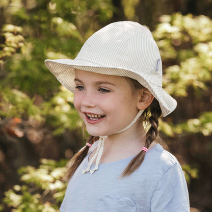 Cotton Floppy Hat- Beige Stripes