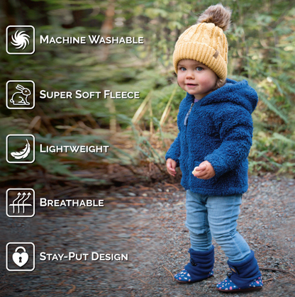 Stay-Put Cozy Baby Booties- Winter Flowers