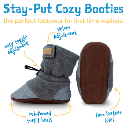 Stay-Put Cozy Baby Booties- Winter Flowers