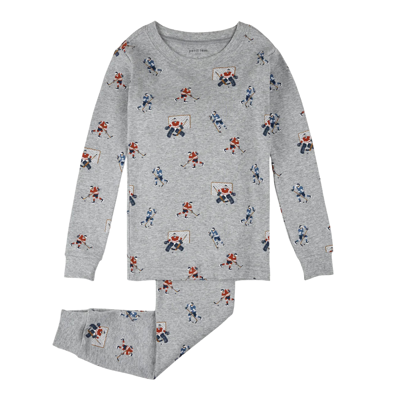 Heather Grey Hockey Players PJ Set