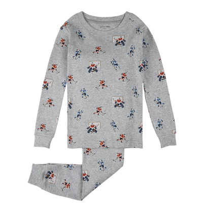Heather Grey Hockey Players PJ Set