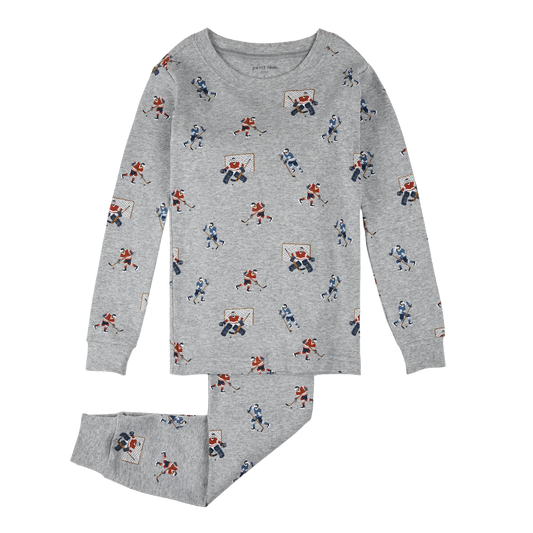 Heather Grey Hockey Players PJ Set