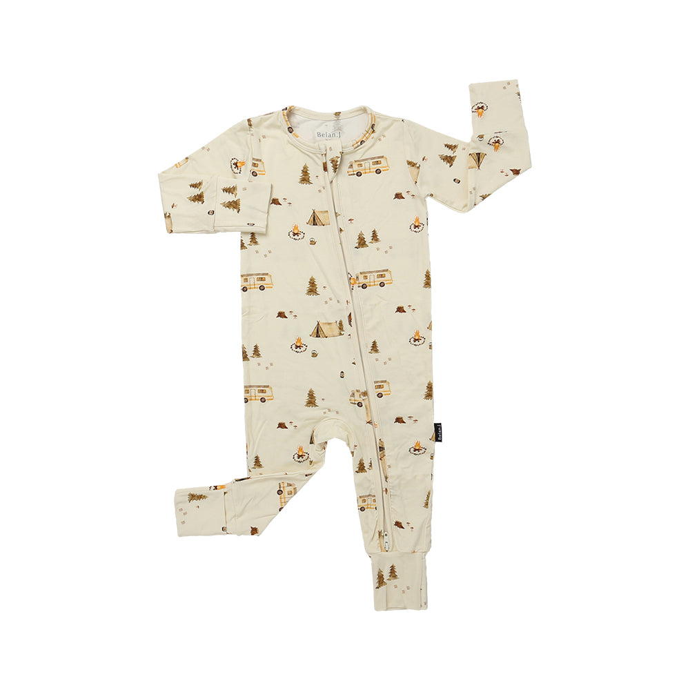 Bamboo Footless Zipper Sleeper- Day Camp