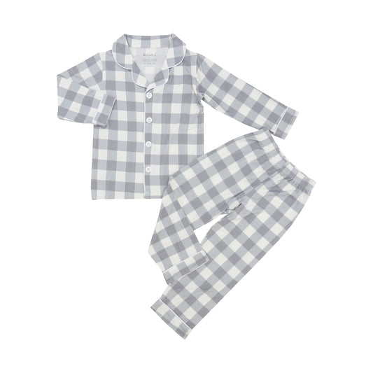 Bamboo Long Sleeve Classic PJ Set- Denim Plaid