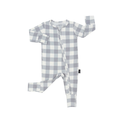 Bamboo Footless Zipper Sleeper- Denim Plaid
