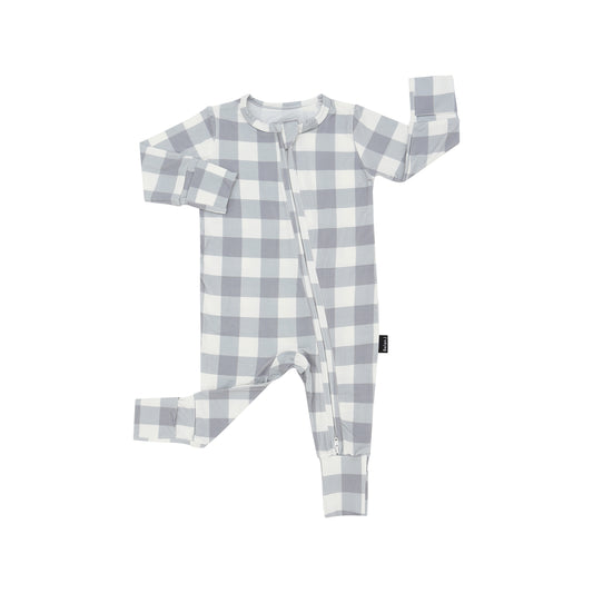 Bamboo Footless Zipper Sleeper- Denim Plaid