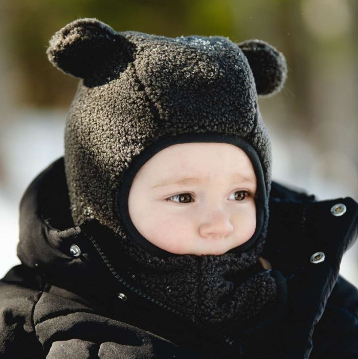 Toddler Teddy Balaclava- Black Ink