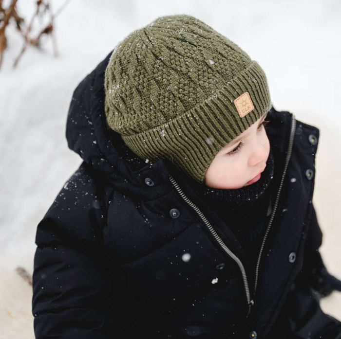 Plush-Lined Knit Soft Touch Hat- Moss