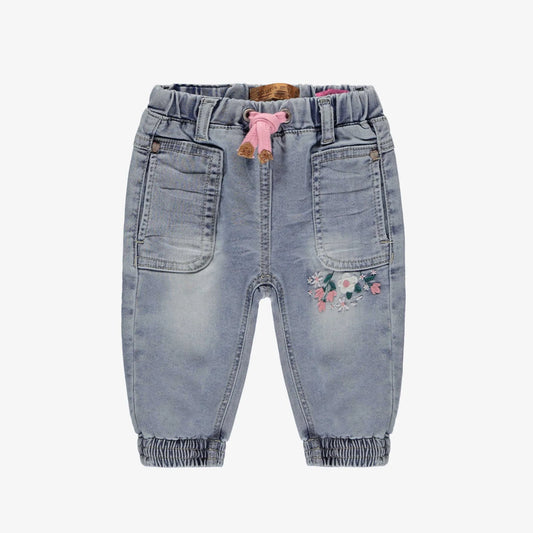 Embroidered Denim Baby Joggers