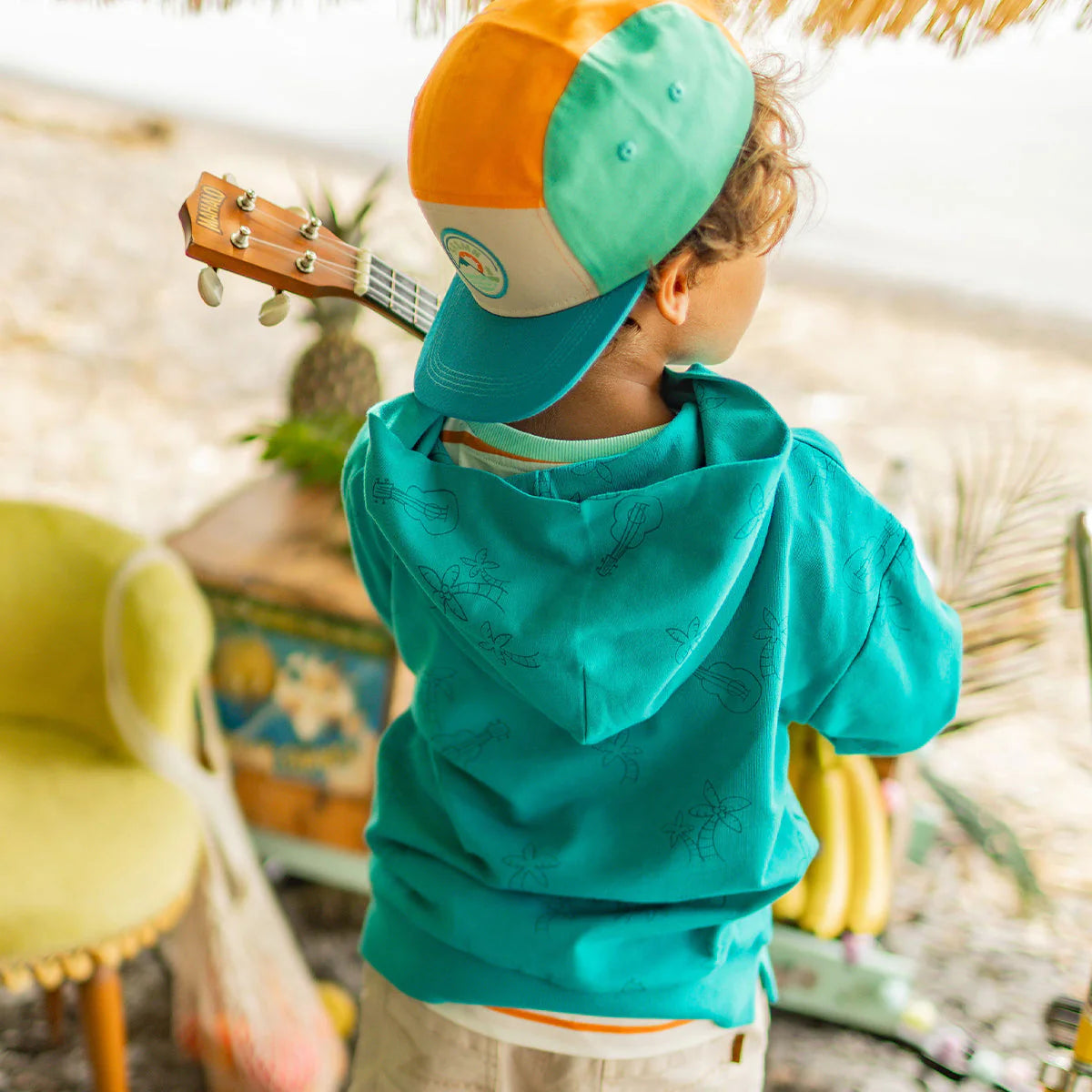 Teal & Orange Colour Block Cap