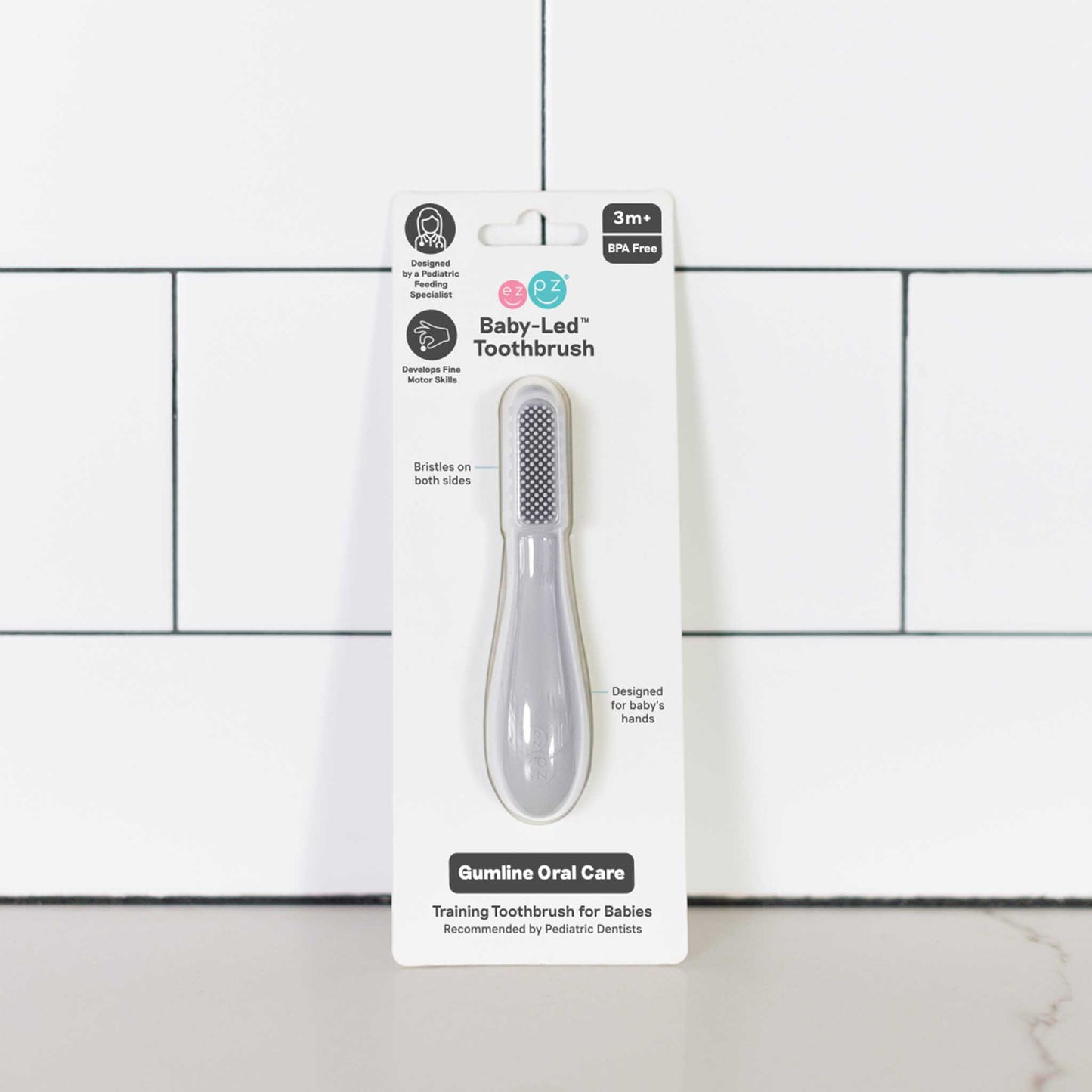 Baby-Led™ Silicone Toothbrush- Pewter
