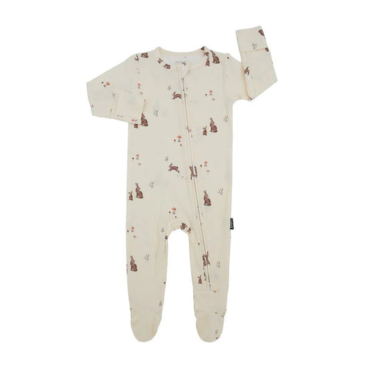 Bamboo Footed Zipper Sleeper- Bunnies