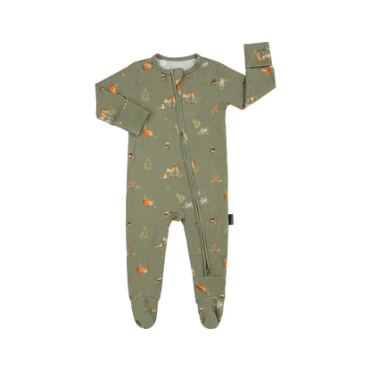 Bamboo Footed Zipper Sleeper- Forest Friends