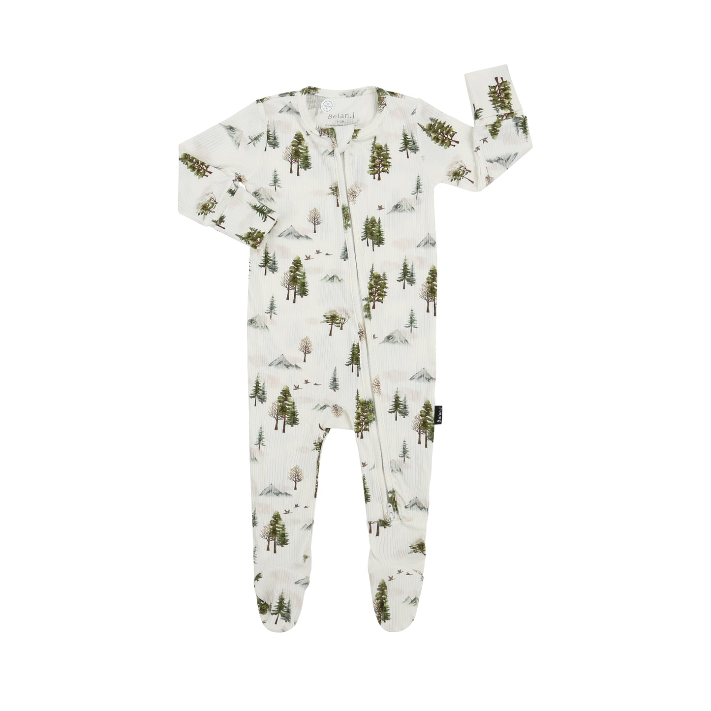 Ribbed Bamboo Footed Zipper Sleeper- Misty Forest