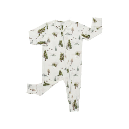 Ribbed Bamboo Footless Zipper Sleeper- Misty Forest