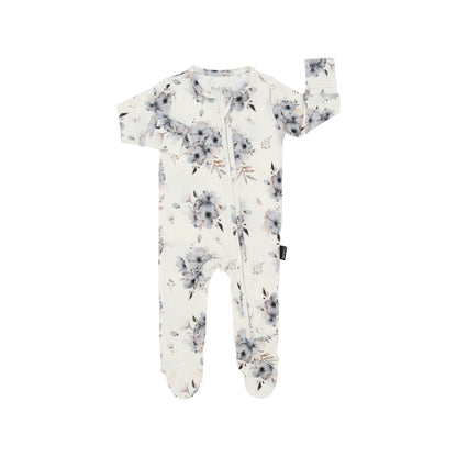 Bamboo Footed Zipper Sleeper- Frosty Floral