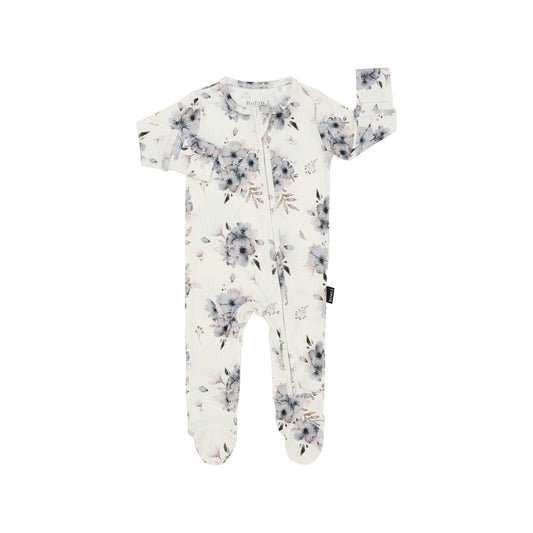 Bamboo Footed Zipper Sleeper- Frosty Floral