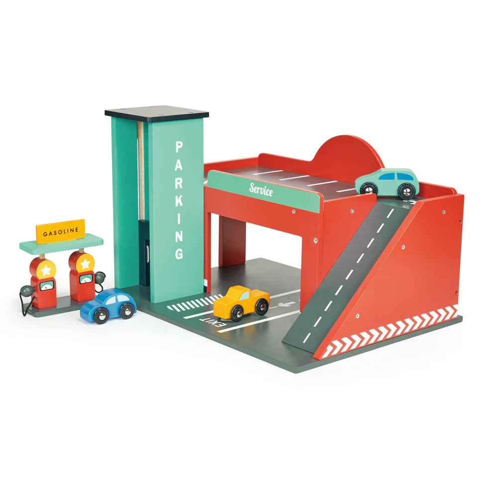 Wooden Gas Station & Vehicle Set
