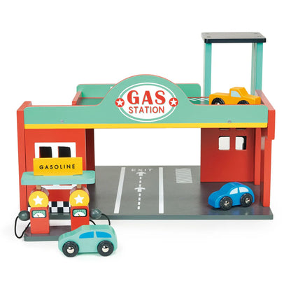 Wooden Gas Station & Vehicle Set