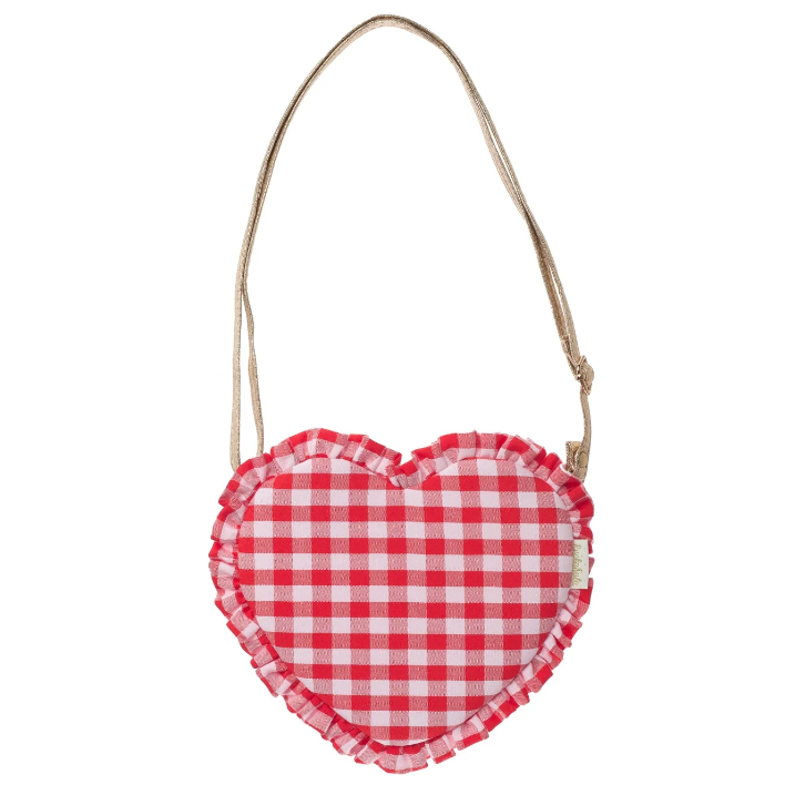 Gingham Ruffle Love Heart Bag