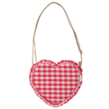 Gingham Ruffle Love Heart Bag
