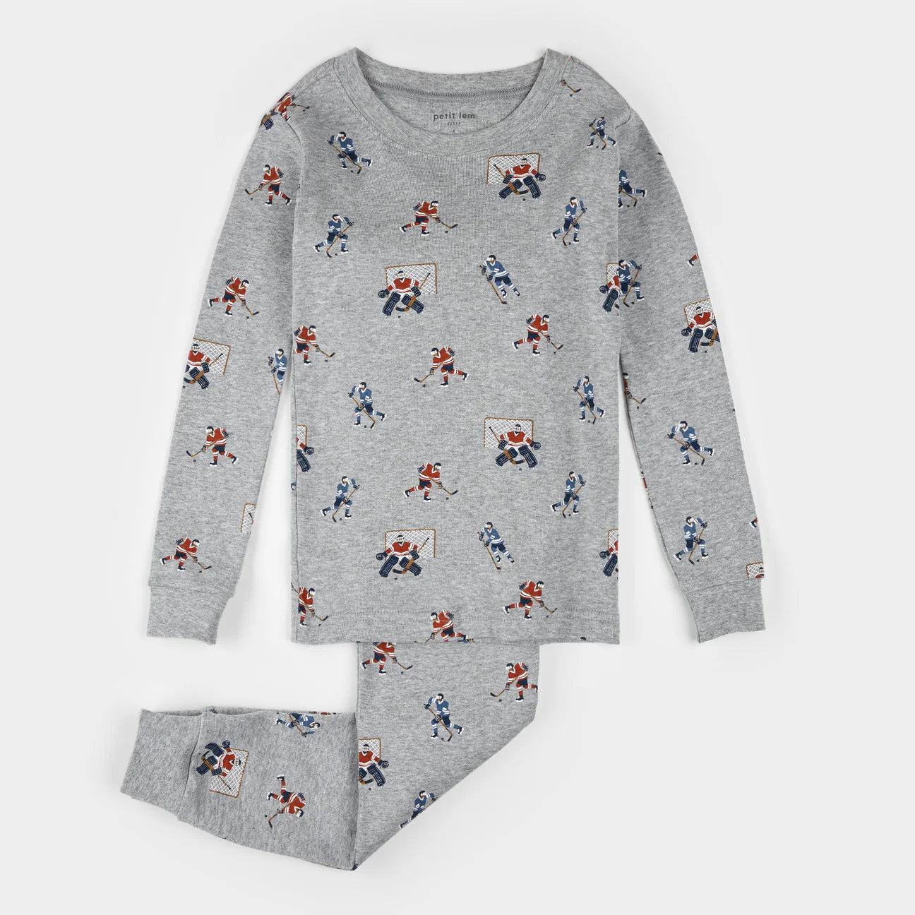 Heather Grey Hockey Players PJ Set