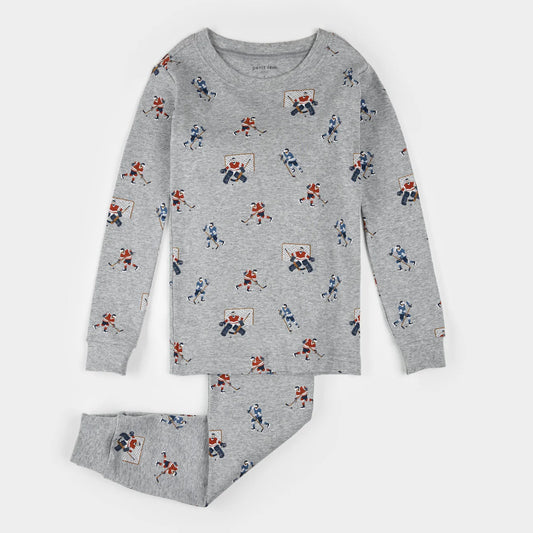 Heather Grey Hockey Players PJ Set
