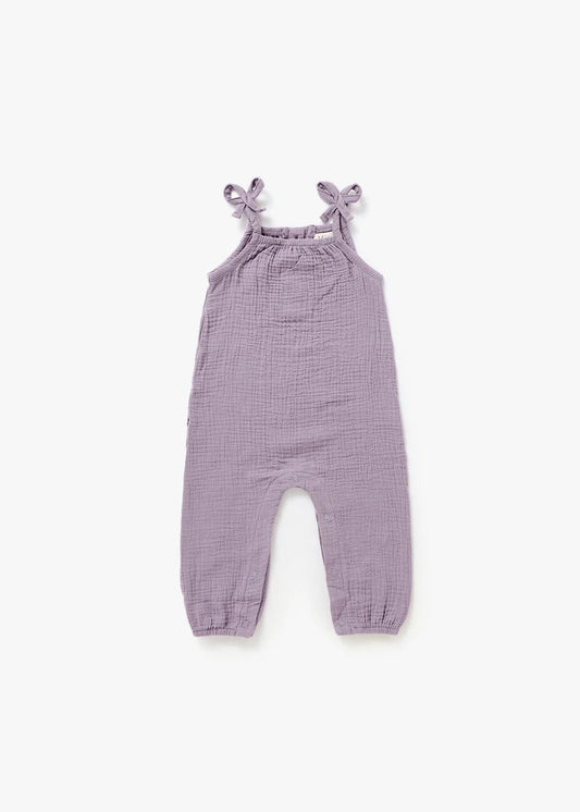 Organic Sleeveless Bow Strap Jumpsuit- Lilac