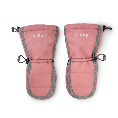 Kids Snow Mitts- Dusty Rose/Heather Grey