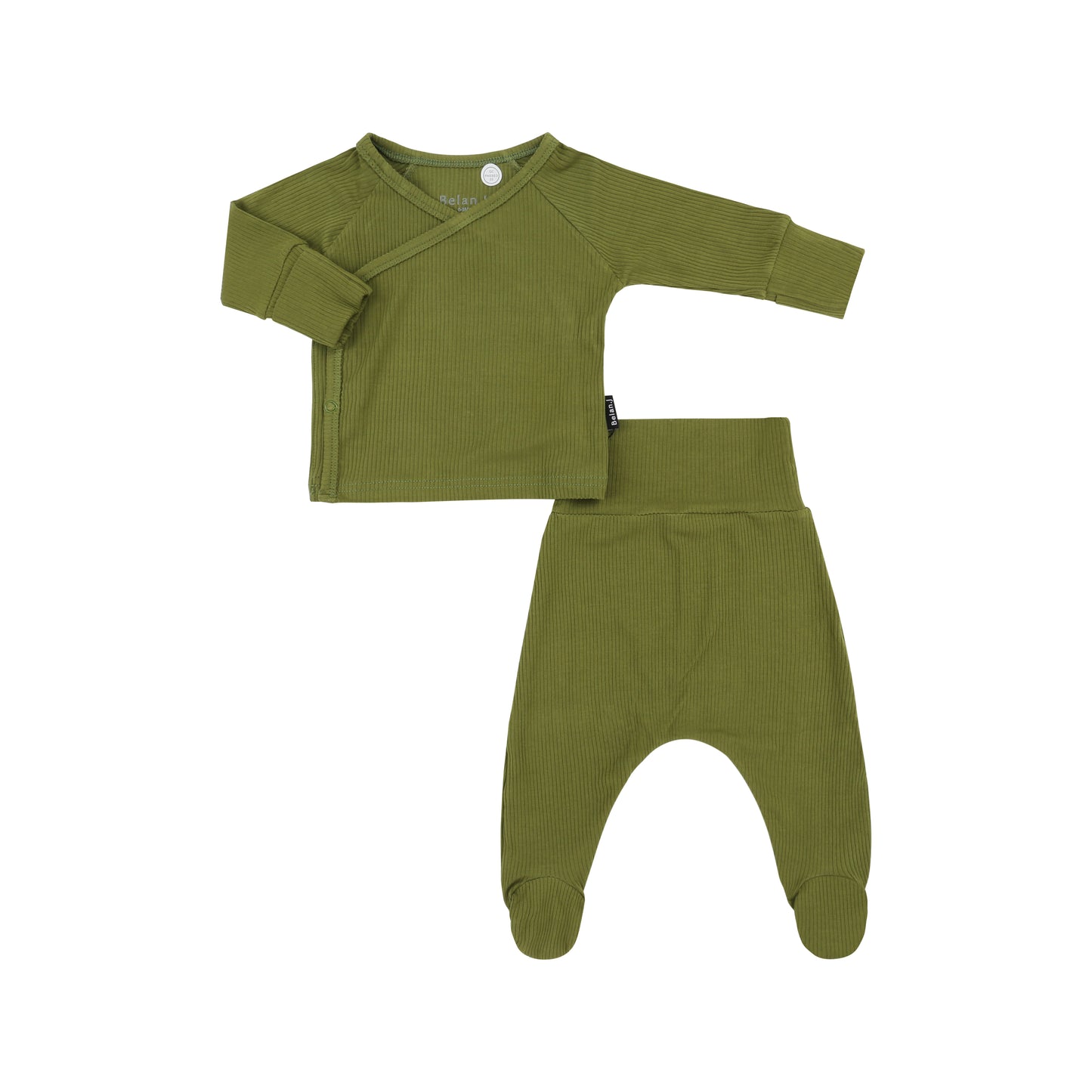 Ribbed Bamboo Take Me Home Kimono Set- Olive Green