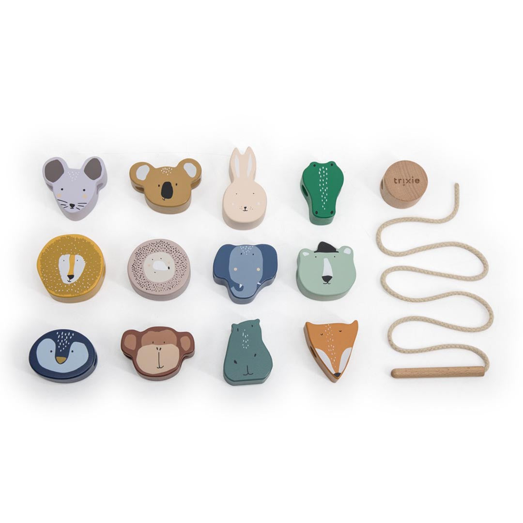 Wooden Animals Lacing Beads