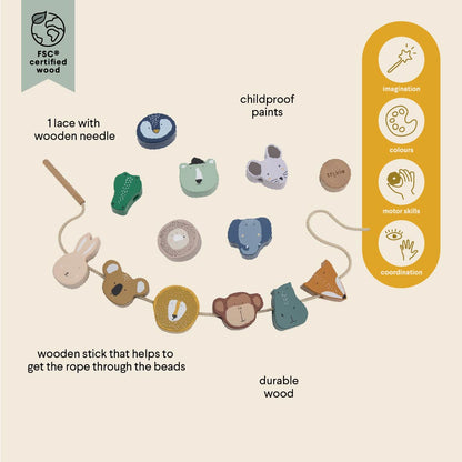Wooden Animals Lacing Beads