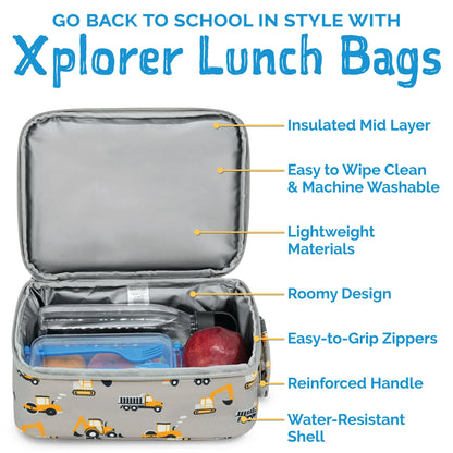 Kids Lunch Bag- Grey Construction